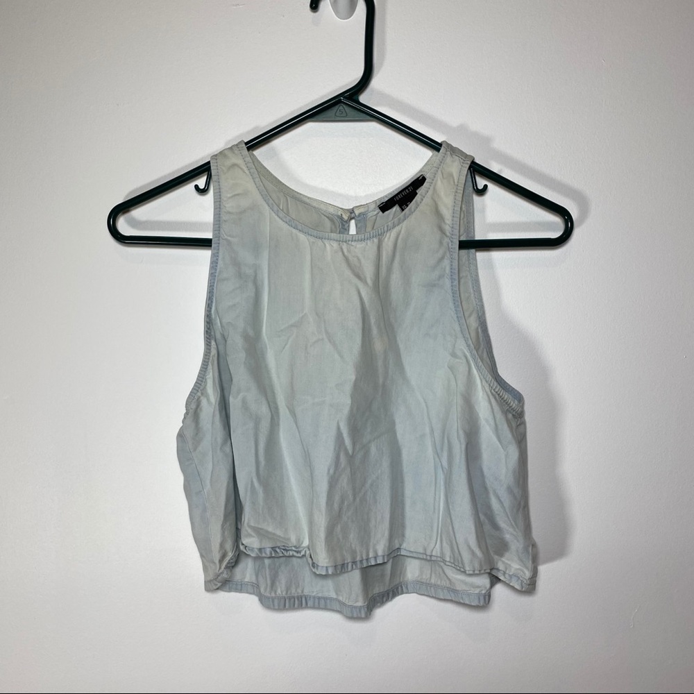 forever 21 denim crop top size medium